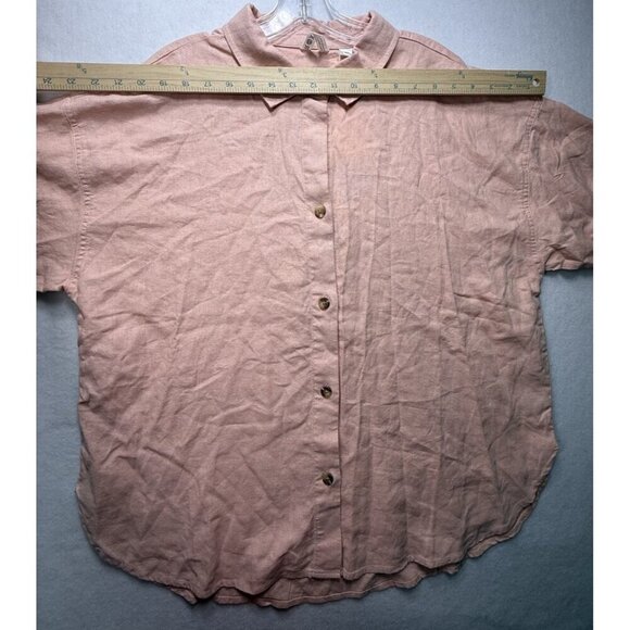 NWT Roxy Morning Time Women's Button Up Shirt Linen Blend Rose Cloud Solid Sz S - Picture 9 of 12